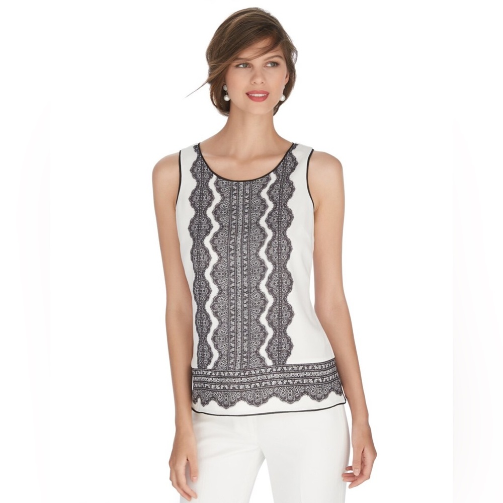 White House Black Market Sleeveless Lace Print Top - Size XS